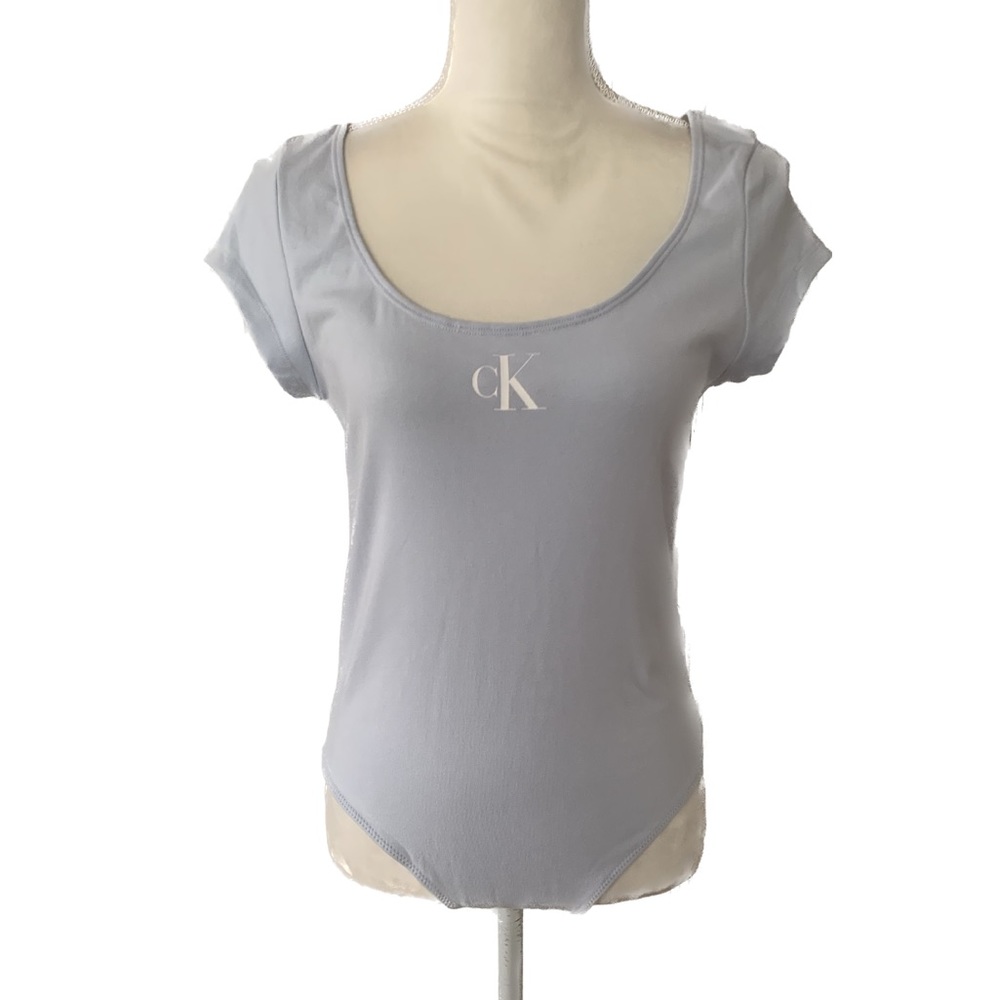 Calvin Klein Jeans Light Blue Women's Cap-Sleeve Bodysuit
